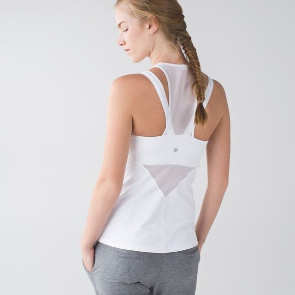 Lululemon | Running In The City High Neck Mesh Tank in White - Picture 1 of 14
